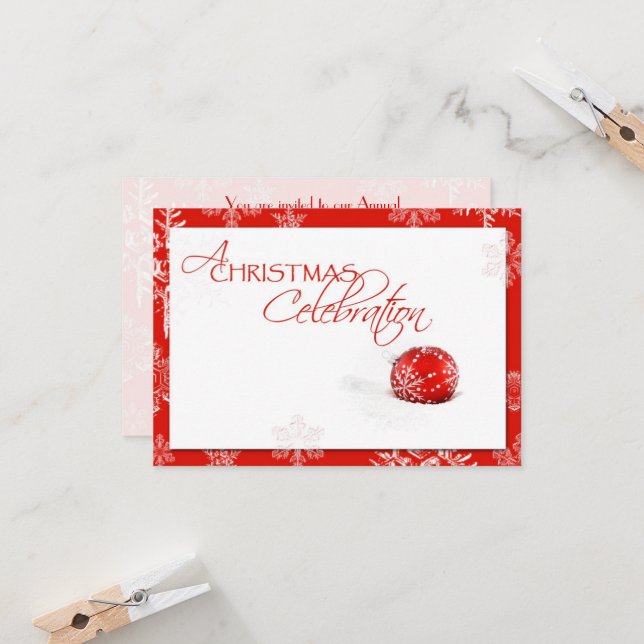 Red White Christmas Celebration RSVP Card Einladung (Vorderseite/Rückseite Beispiel)