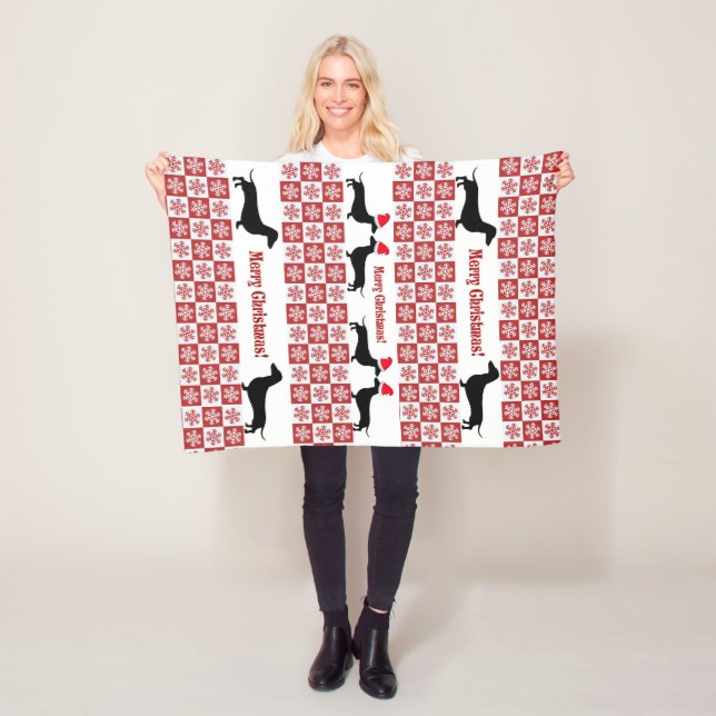 Red & White Christmas Dackel Fleece Blanket (Beispiel)
