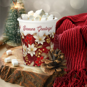 Red White Christmas Floral Pattern#17 ID1009 Pappbecher