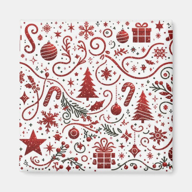 Red White Christmas Magnet (Vorne)