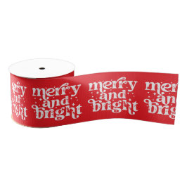Red & White Christmas Merry & Bright Holiday Ripsband