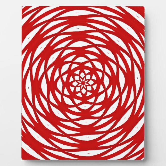 Red White Christmas Modernes Circle Design Muster Fotoplatte (Vorderseite)