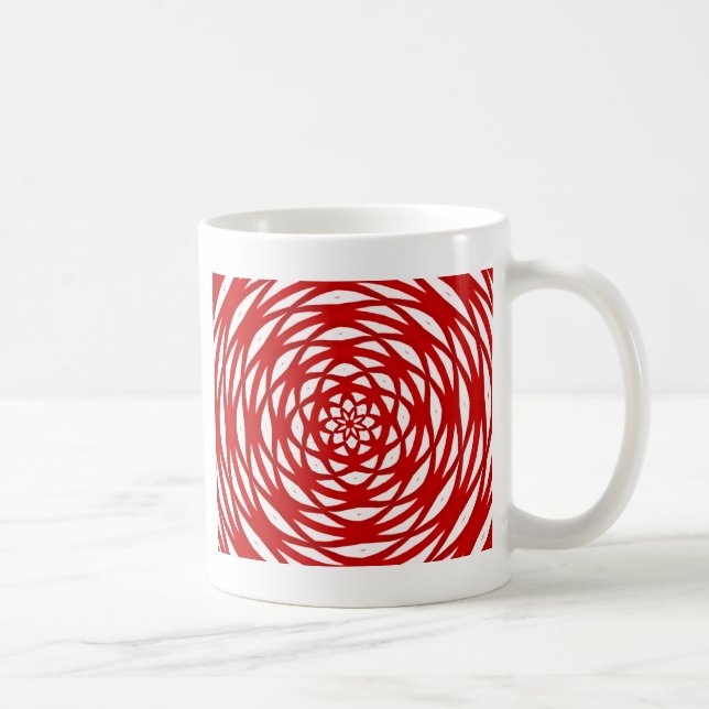 Red White Christmas Modernes Circle Design Muster Kaffeetasse (Rechts)
