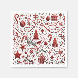 Red White Christmas Napkin Serviette