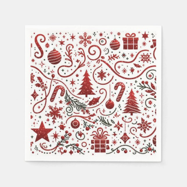 Red White Christmas Napkin Serviette (Vorderseite)