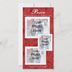 Red White Christmas Peace 3 Foto Cards Feiertagskarte