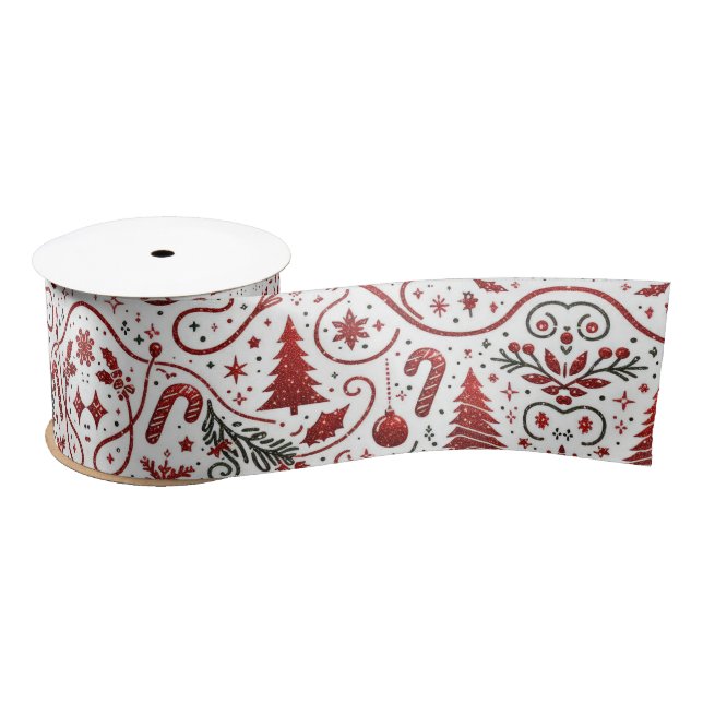 Red White Christmas Satin Ribbon Satinband (Spule)