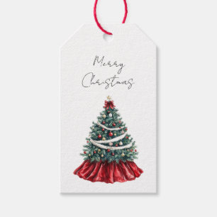 Red White Christmas Tree Geschenkanhänger