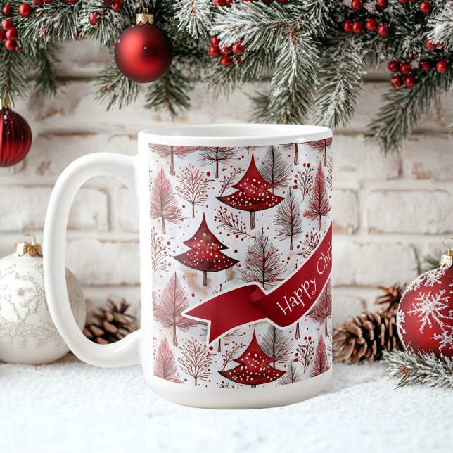 Red White Christmas Tree Pattern#4 ID1009 Kaffeetasse (Von Creator hochgeladen)