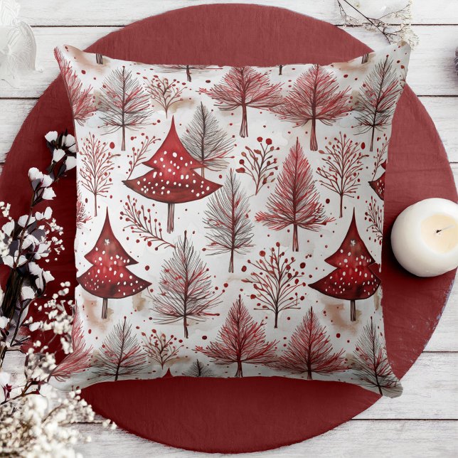 Red White Christmas Tree Pattern#4 ID1009 Kissen (Von Creator hochgeladen)
