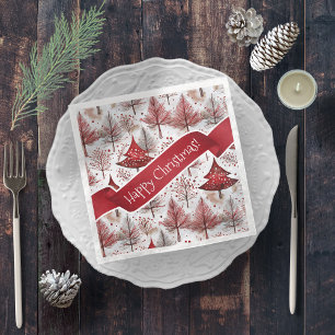 Red White Christmas Tree Pattern#4 ID1009 Serviette