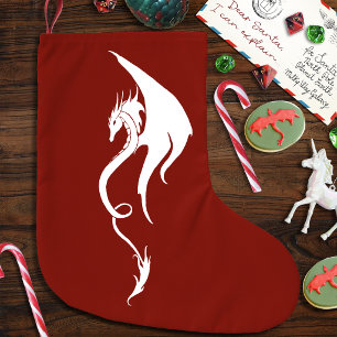 Red White Christmas Tribal Dragon Großer Weihnachtsstrumpf