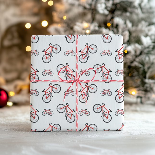 Red White Classic Bicycle Pattern Christmas Geschenkpapier (Von Creator hochgeladen)
