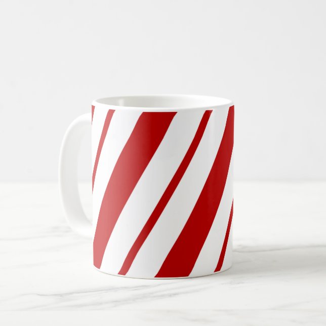 Red & White Classic Candy Cane Weihnachten Kaffeetasse (Vorderseite Links)