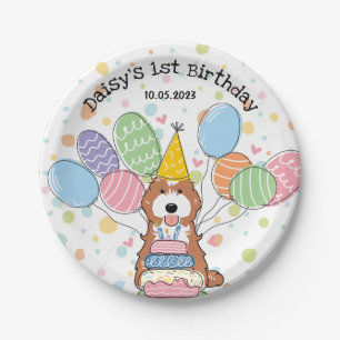 Red White Cockapoo Cavapoo Dog Birthday Pappteller