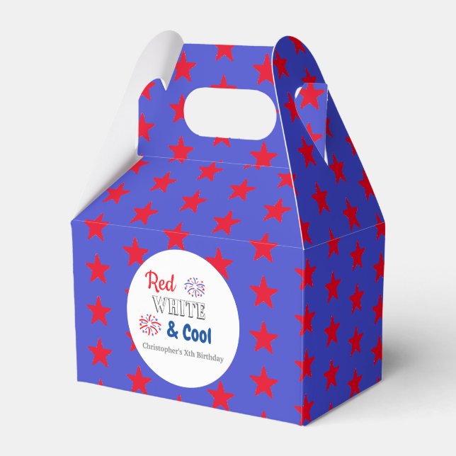 Red White & Cool 4. Juli Geburtstag Geschenkschachtel (Vorderseite)