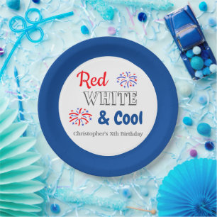 Red White & Cool 4. Juli Geburtstag Pappteller