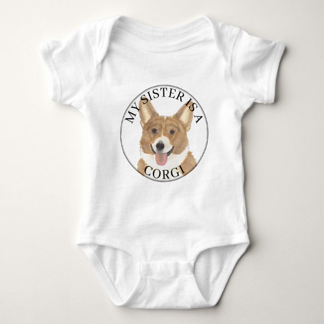 Red White Corgi Dog Big Sister Baby Strampler (Vorderseite)