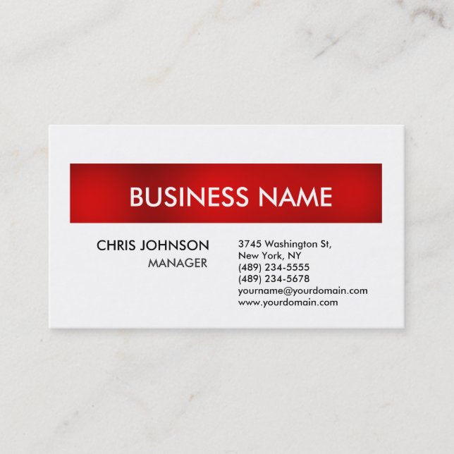 Red White Creative Trendy Modern Business Card Visitenkarte (Vorderseite)