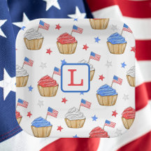 Red White Cupcake Flag Star Preppy