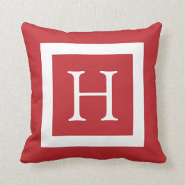 Red White Custom Monogram Kissen