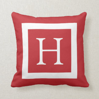 Red White Custom Monogram Kissen