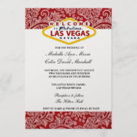 Red & White Damask Floral Las Vegas Hochzeitsempfa