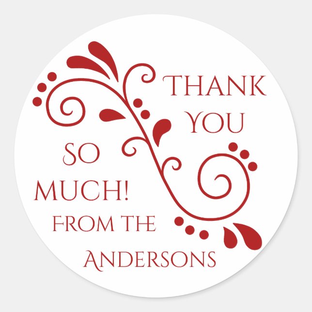 Red White danke Runder Aufkleber (Vorderseite)