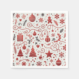 Red White Decorative Holiday Napkin Serviette