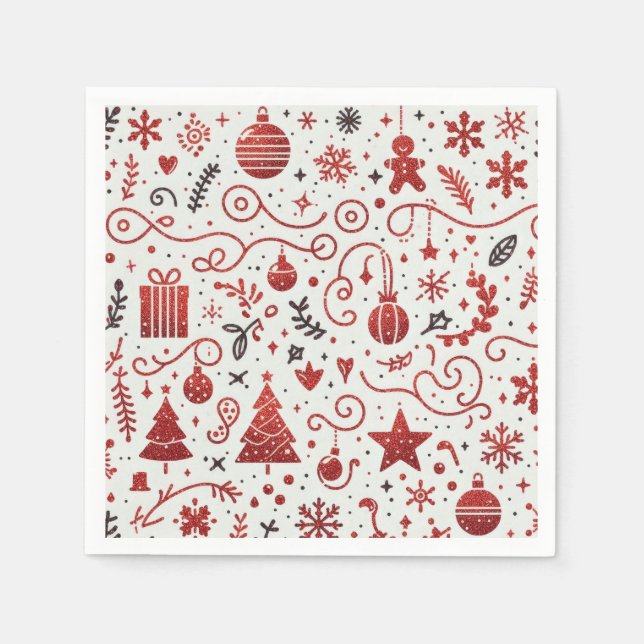 Red White Decorative Holiday Napkin Serviette (Vorderseite)
