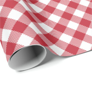 Red White Diagonal Buffalo Kariert Tartan Muster Geschenkpapier