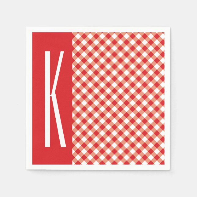 Red & White Diagonal Gingham. Serviette (Vorderseite)