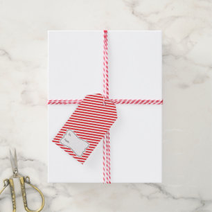 Red White Diagonal Stripes Holiday Geschenk Tag Geschenkanhänger