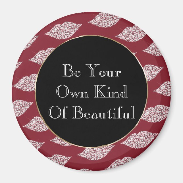 Red White Diamond Lippen Magnet (Vorne)