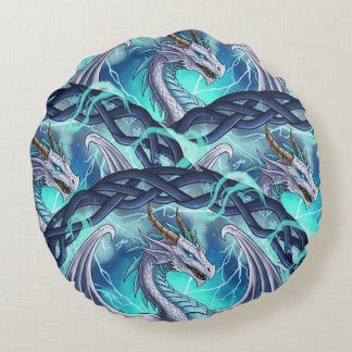 Red white Dragon pillow Rundes Kissen