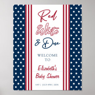 Red White & Due 4. Juli Baby Dusche Willkommen Poster