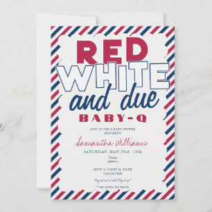 Red White & Due 4. Juli BABY-Q GRILLEN Baby Shower Einladung
