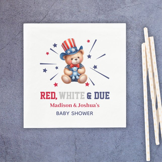 Red White Due 4. Juli Babydusche Serviette (Red White Due 4th Of July Baby Shower Napkins
)