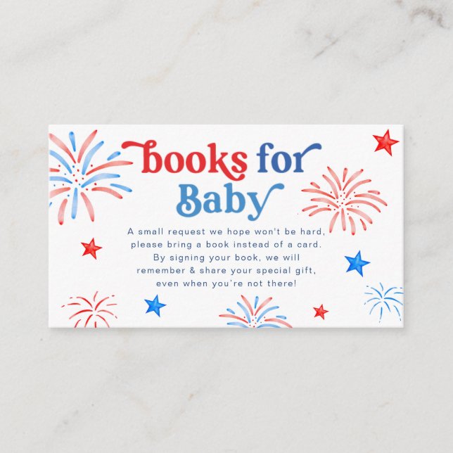 Red White & Due 4. Juli Bücher für das Baby Begleitkarte (Vorderseite)
