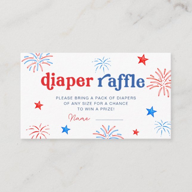 Red White & Due 4. Juli Diaper Raffle Begleitkarte (Vorderseite)