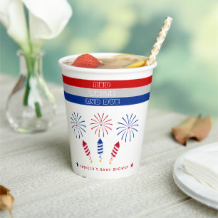 Red White Due 4. Juli Feuerwehr Baby Dusche Pappbecher