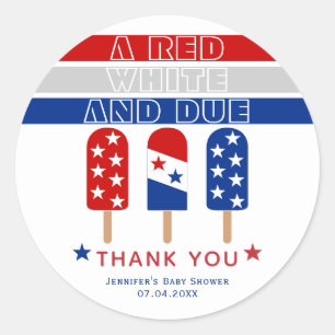 Red White Due 4. Juli Popsicles Babydusche Runder Aufkleber