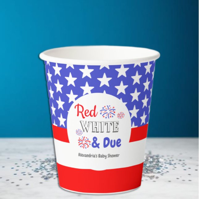 Red White & Due Baby Dusche Pappbecher (Von Creator hochgeladen)