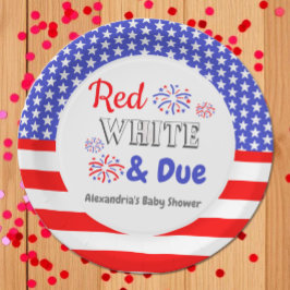Red White & Due Baby Dusche Pappteller