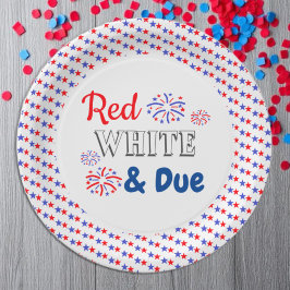 Red White & Due Baby Dusche Pappteller
