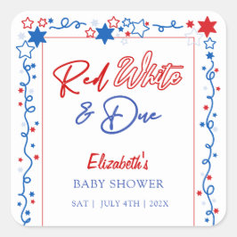 Red White & Due Baby Dusche Quadratischer Aufkleber