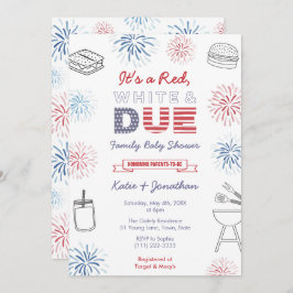 Red White Due Family Baby Dusche Party am 4. Juli  Einladung