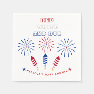 Red White Due Fourth July Feuerklappern Baby Dusch Serviette