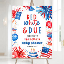 Red White & Due Gender Neutral Baby Dusche Willkom
