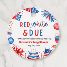 Red, White & Due Gender Neutral Baby Shower Geschenkanhänger